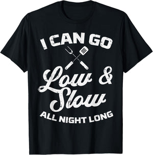 Low Slow All Night Long Bbq Grilling Smoking Meat Smoker T-Shirt - T-Shirt | Black