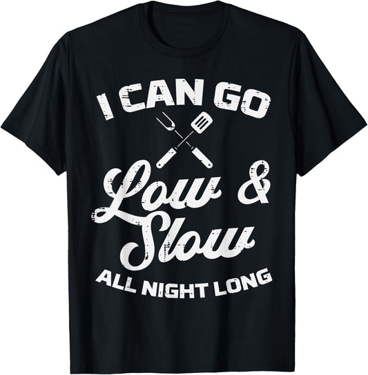 Low Slow All Night Long Bbq Grilling Smoking Meat Smoker T-Shirt - T-Shirt | Black