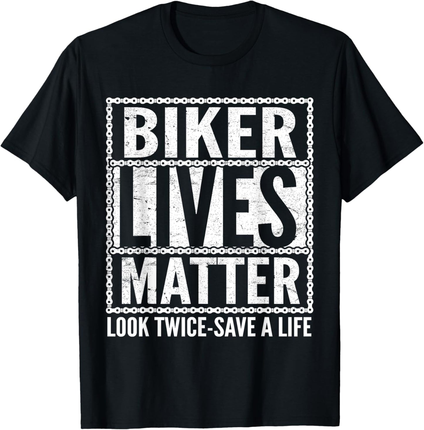 Biker Lives Matter Look Twice Save A Life Motorcycle Lover T-Shirt - T-Shirt | Black
