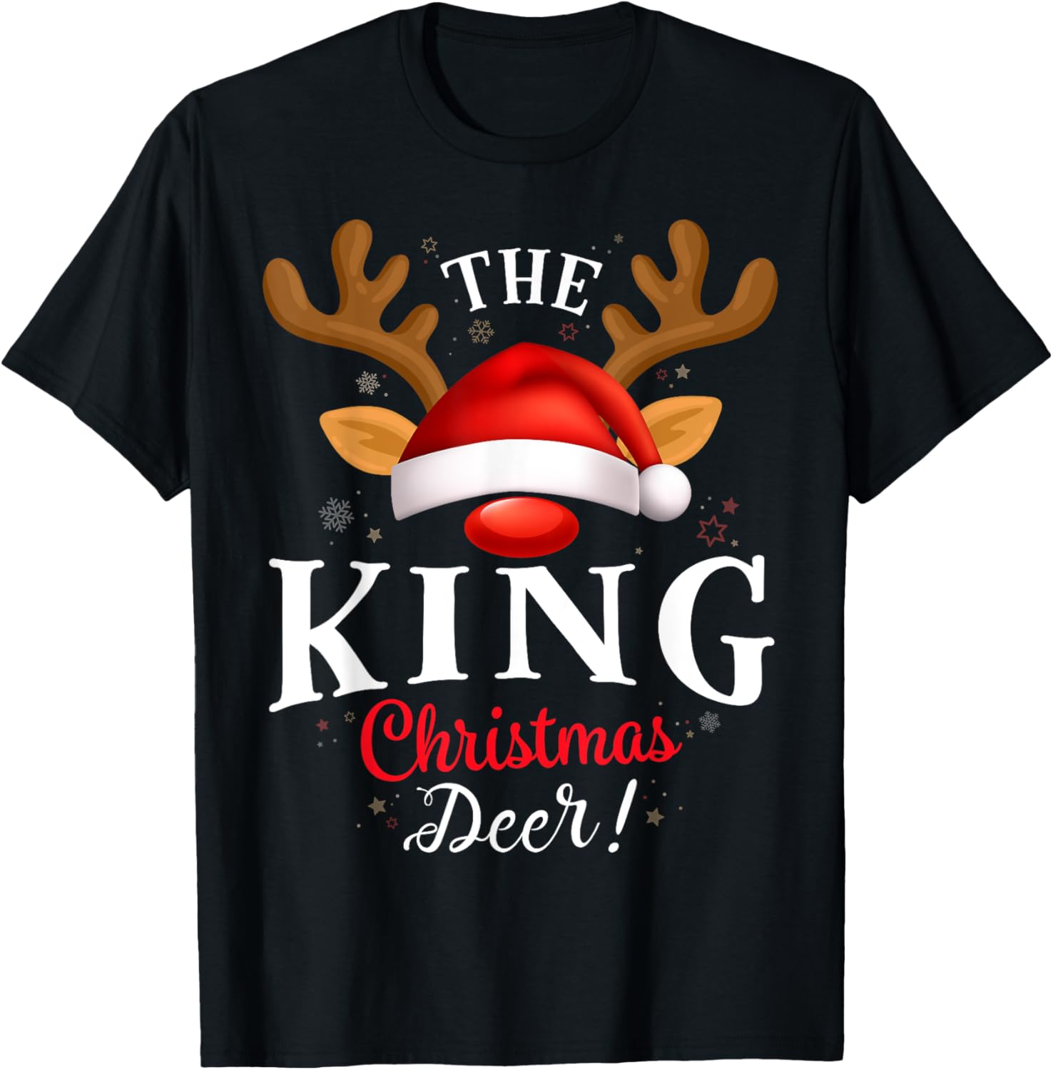 King Christmas Deer PJS Xmas Family Matching T-Shirt - T-Shirt | Black