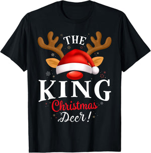 King Christmas Deer PJS Xmas Family Matching T-Shirt - T-Shirt | Black