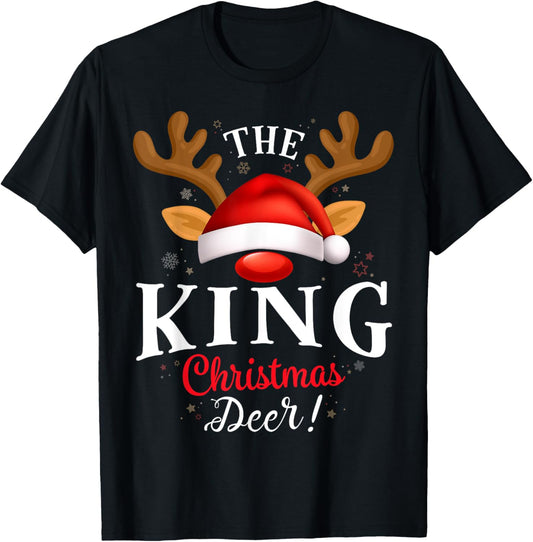 King Christmas Deer PJS Xmas Family Matching T-Shirt - T-Shirt | Black