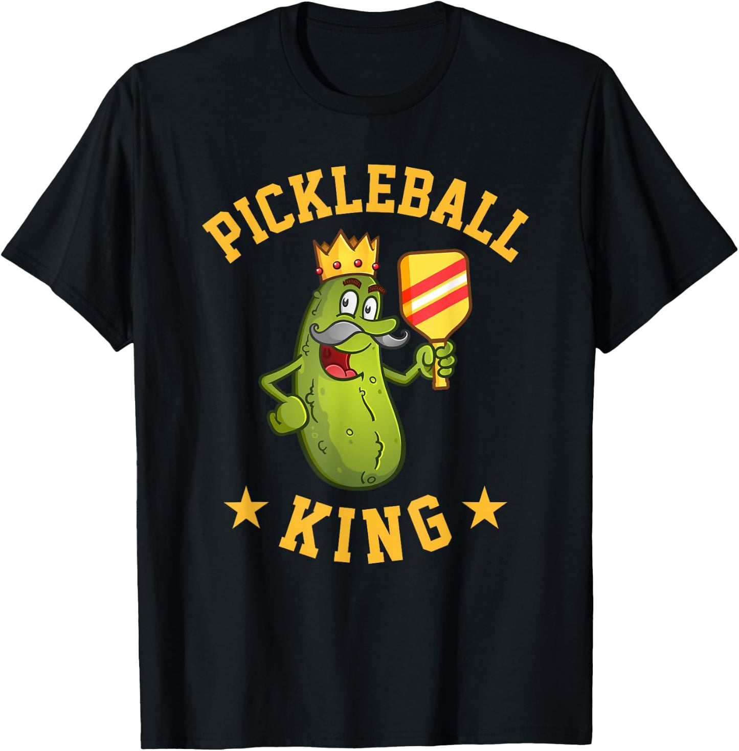 Funny Pickleball King Gift Dad or Grandpa T-Shirt - T-Shirt | Black