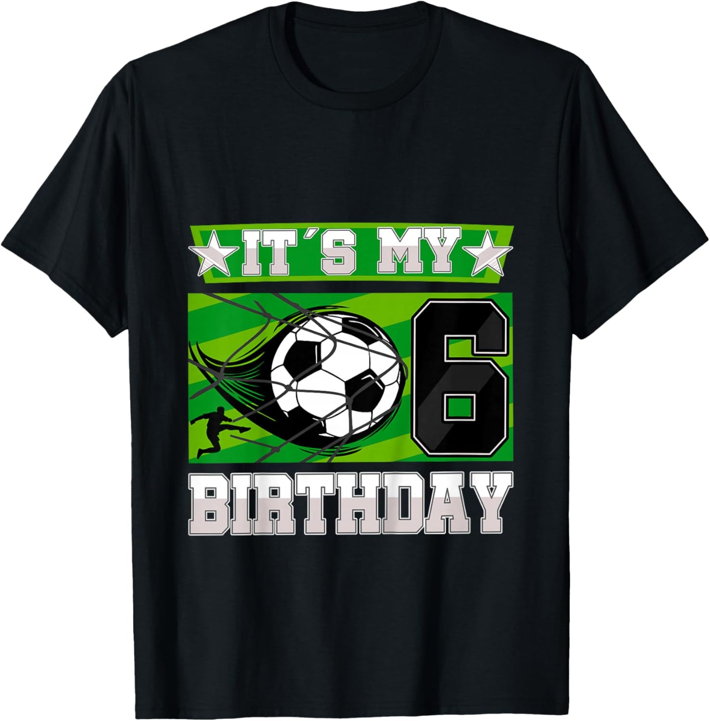 Soccer Birthday Party - 6th Birthday Boy 6 Years Old T-Shirt - T-Shirt | Black