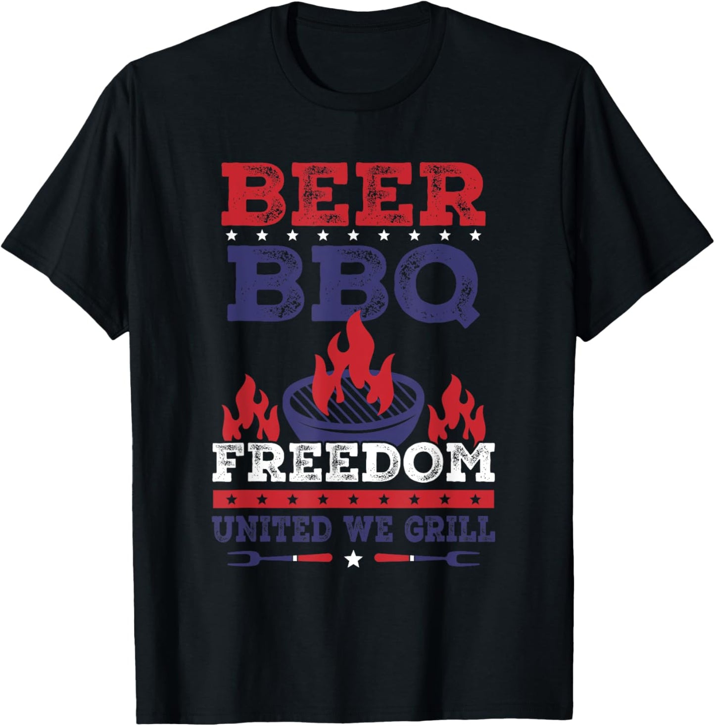 Beer BBQ Freedom United We Grill Apparel T-Shirt - T-Shirt | Black