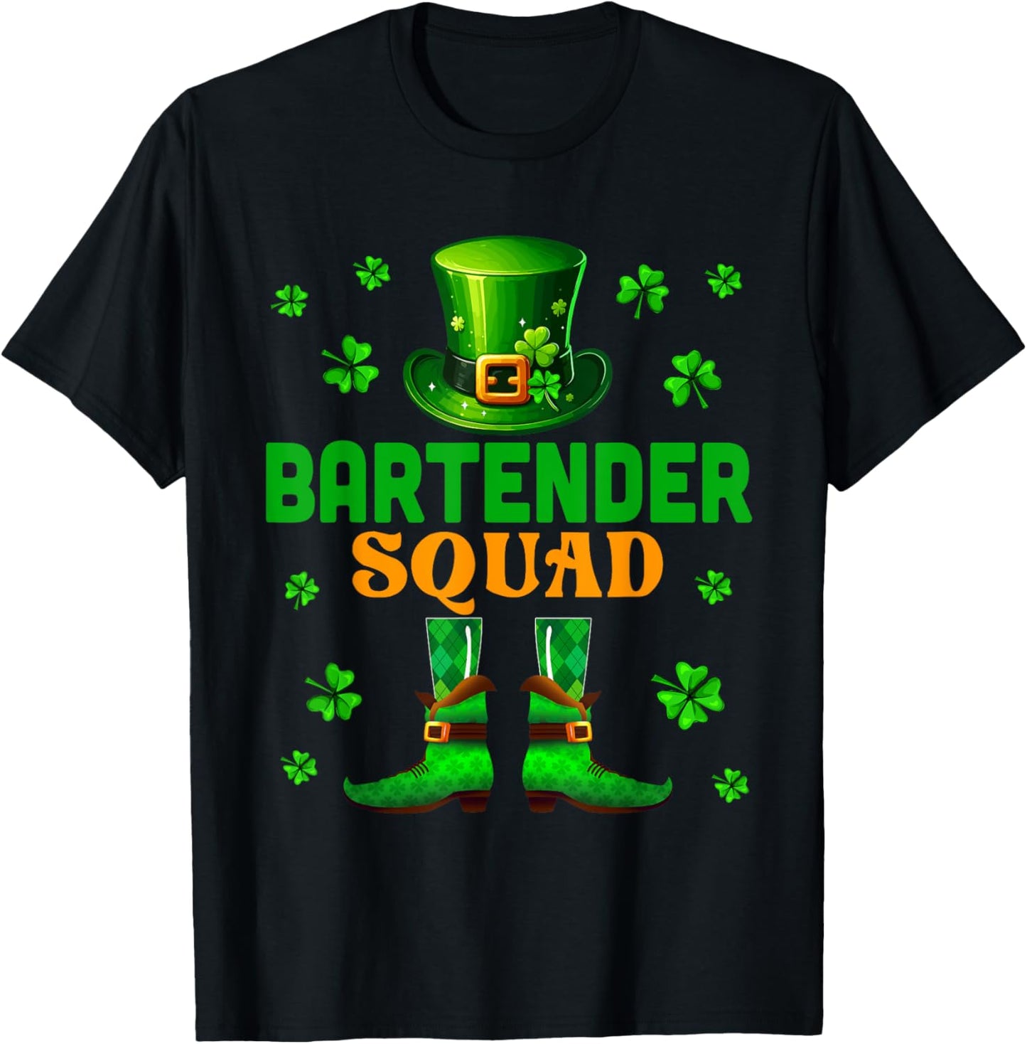 Bartender Squad St. Patrick's Day Costume Clovers Job Team T-Shirt - T-Shirt | Black