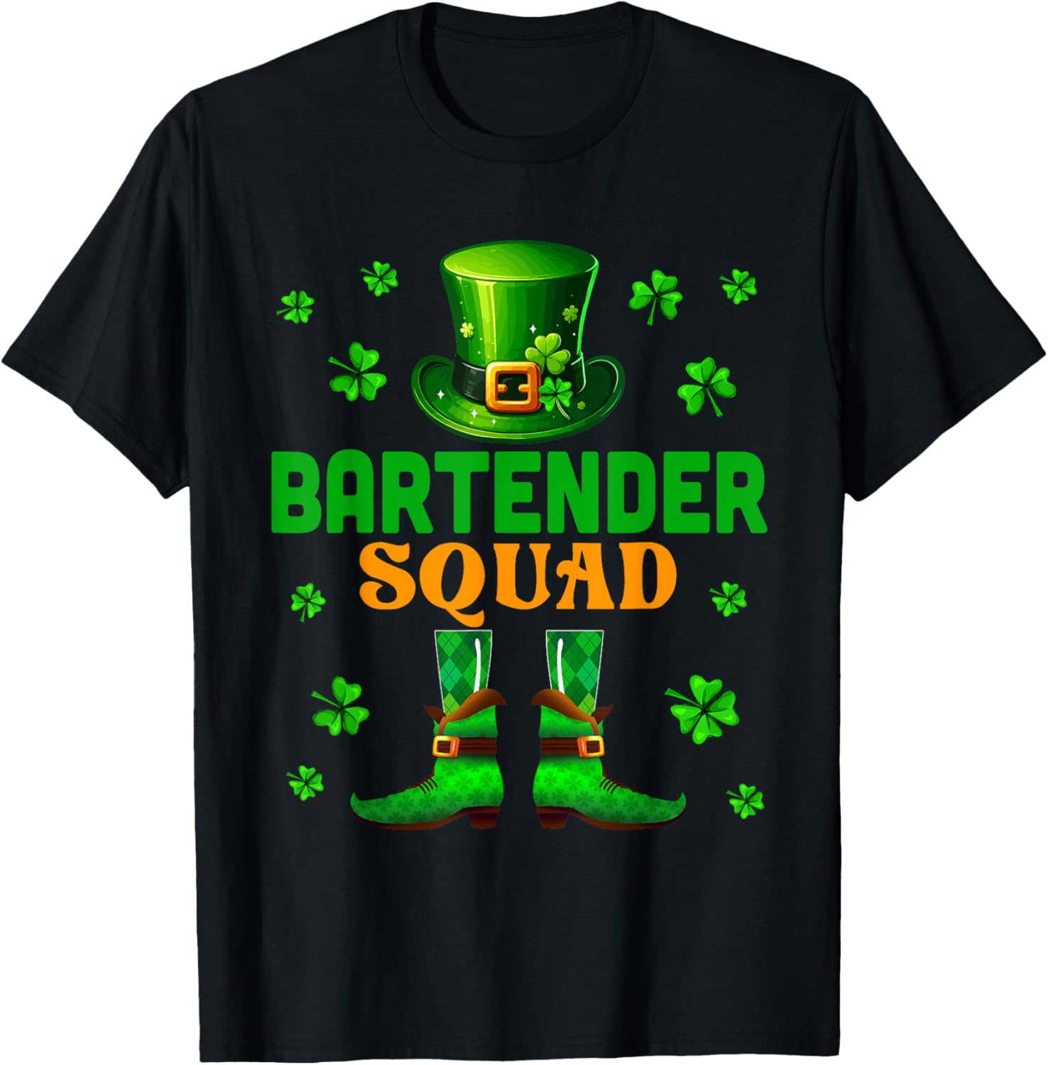 Bartender Squad St. Patrick's Day Costume Clovers Job Team T-Shirt - T-Shirt | Black