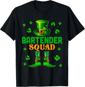 Bartender Squad St. Patrick's Day Costume Clovers Job Team T-Shirt - T-Shirt | Black