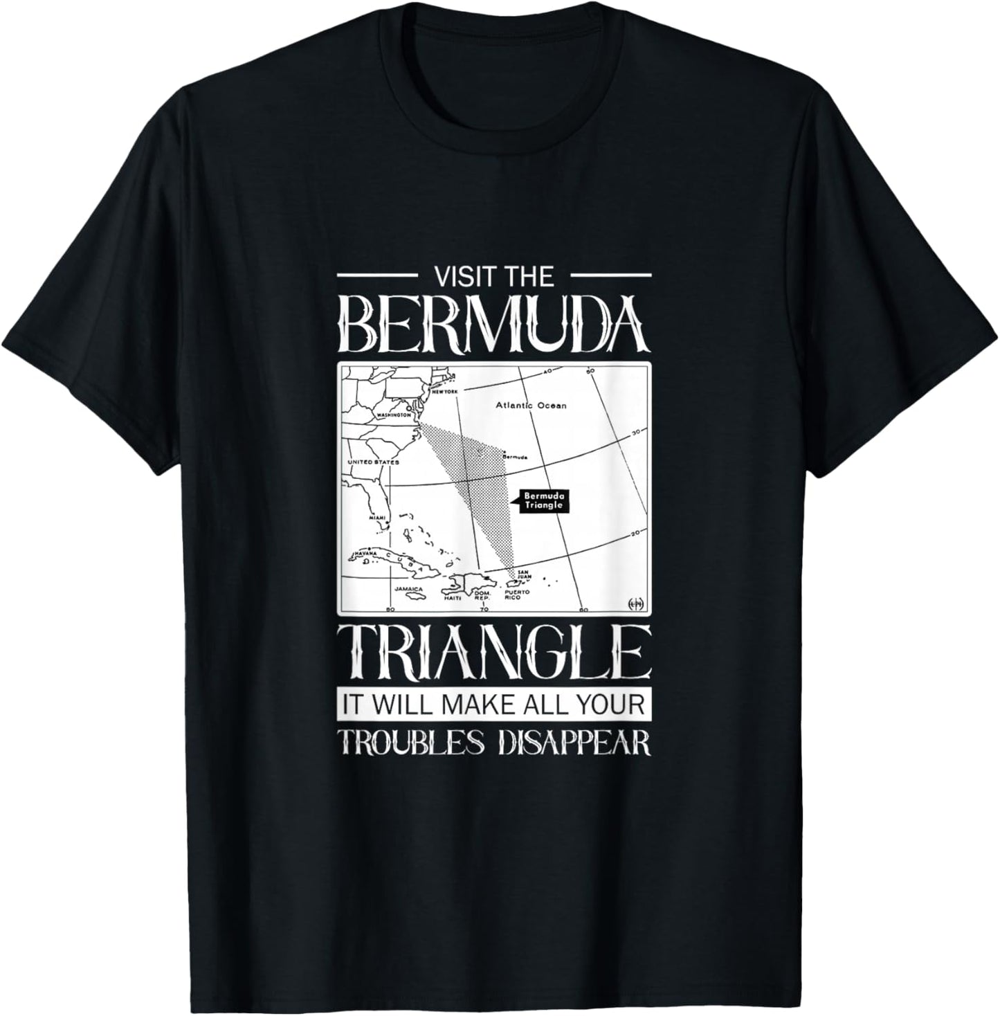 Visit The Bermuda Triangle Water Ocean Triangle T-Shirt - T-Shirt | Black