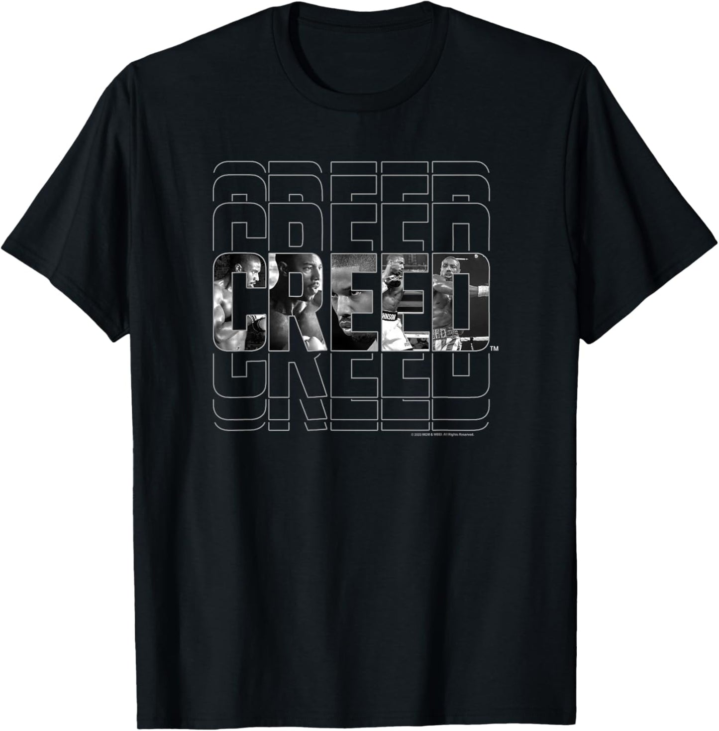 Creed Black & White Movie Frames Epic Text Logo T-Shirt - T-Shirt | Black