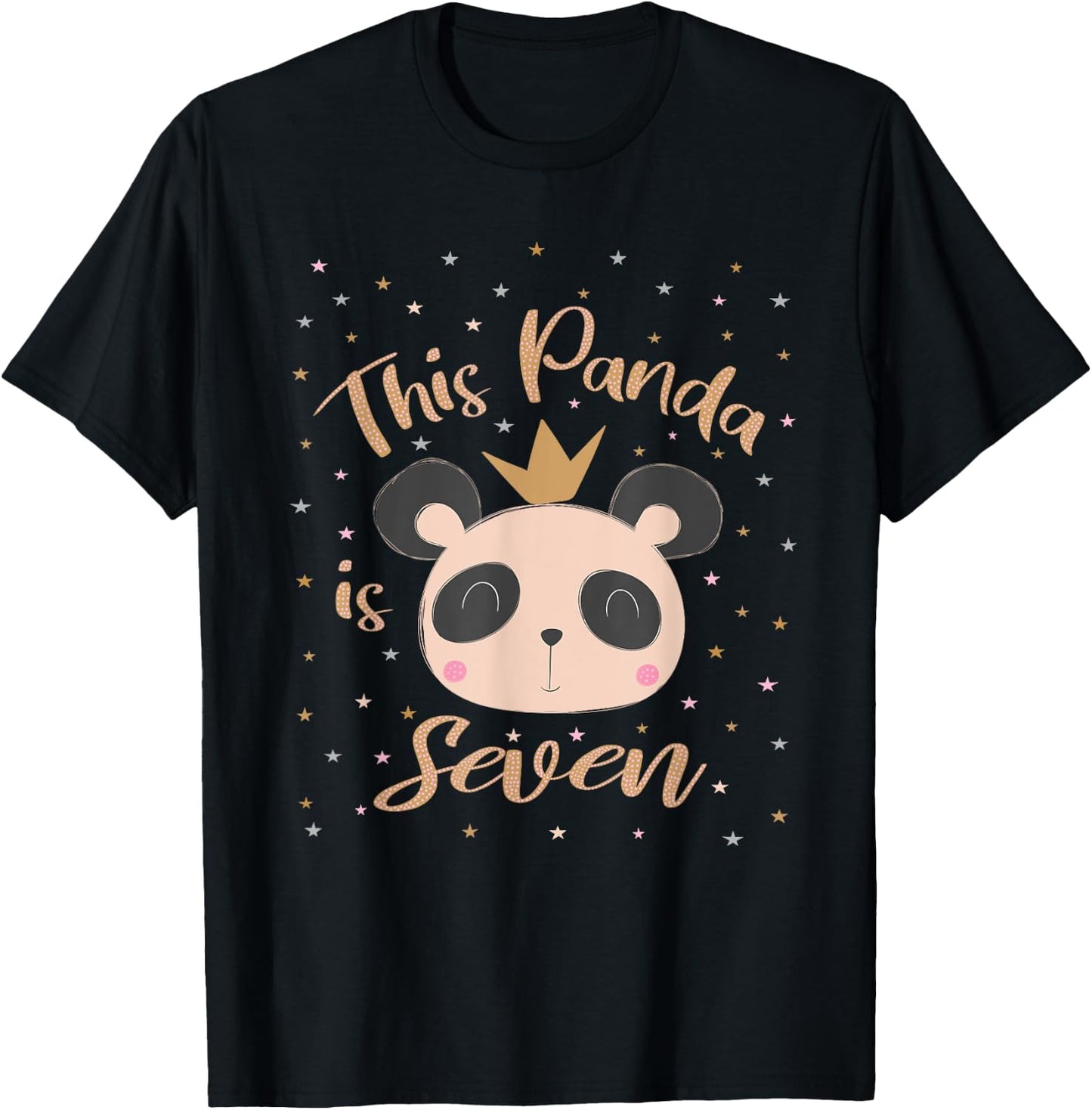 This Little Panda Is Seven Years Old 7th Girl Birthday Party T-Shirt - T-Shirt | Black