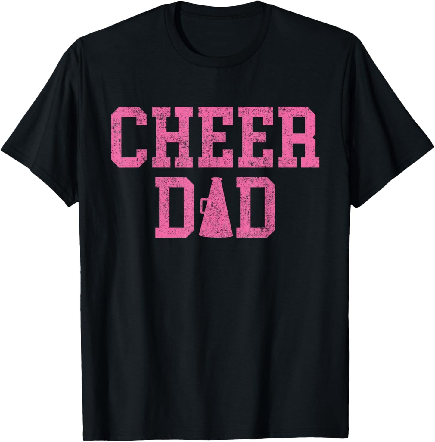 Cheer Dad Vintage Retro Cheerleading Pink T-Shirt - T-Shirt | Black
