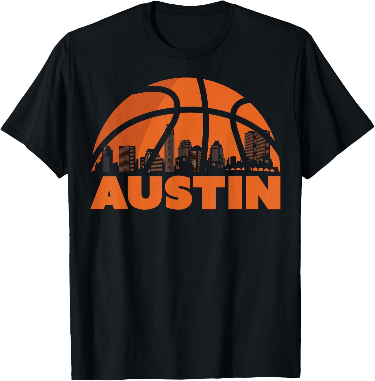 Austin City Skyline Texas Basketball Fan Jersey T-Shirt - T-Shirt | Black