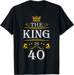 The King Is 40 Funny 40th Birthday Party Drink Beer B-Day T-Shirt - T-Shirt | Black