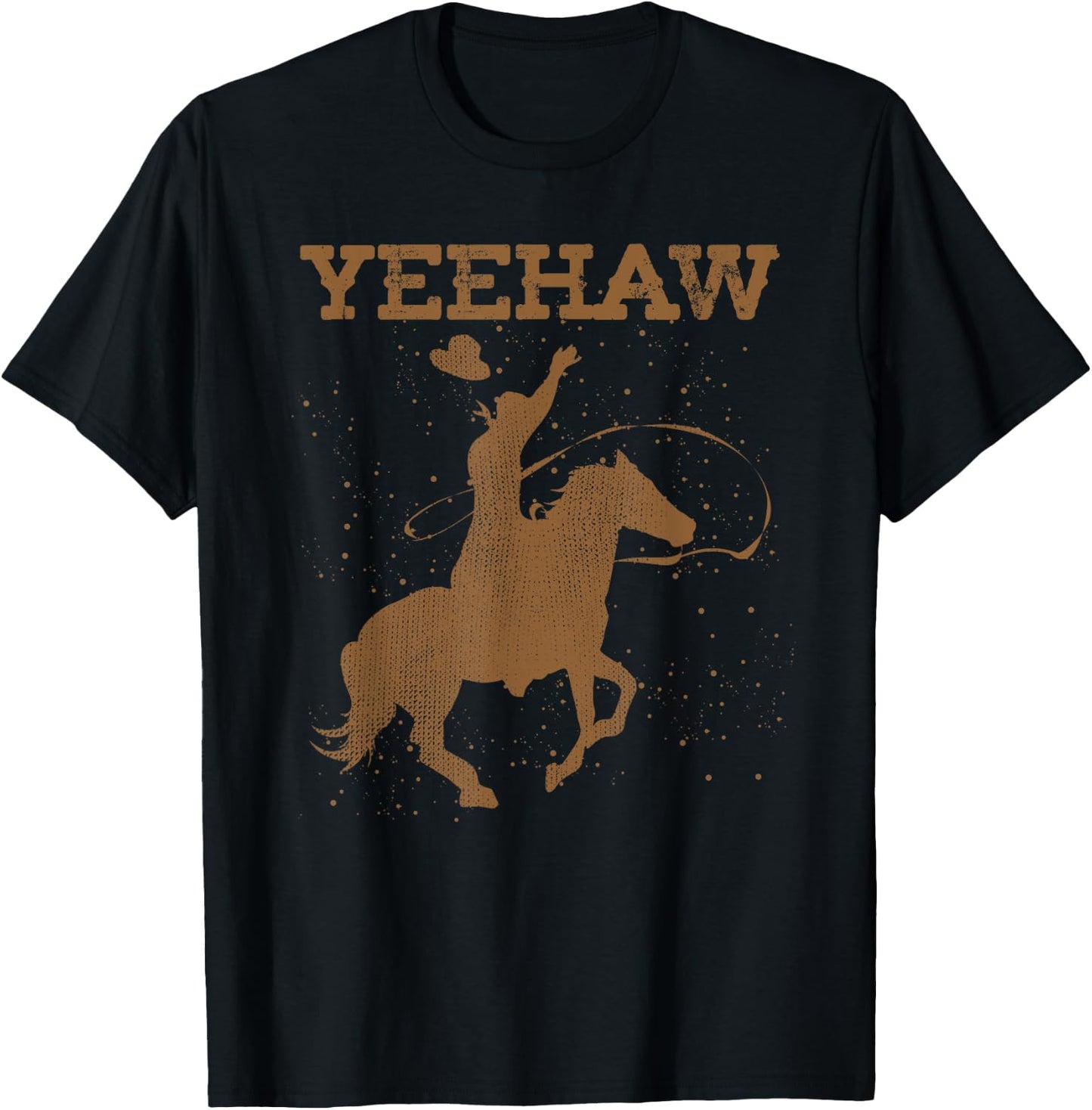 Yeehaw Bull Riding Texas Funny Western Cowboy Gift Cowboy Small T-Shirt - T-Shirt | Black