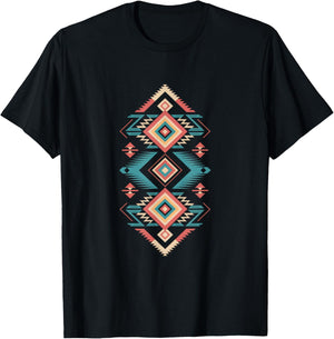 Geometrisches Muster Indianer Geometrisch Azteken T-Shirt - T-Shirt | Black