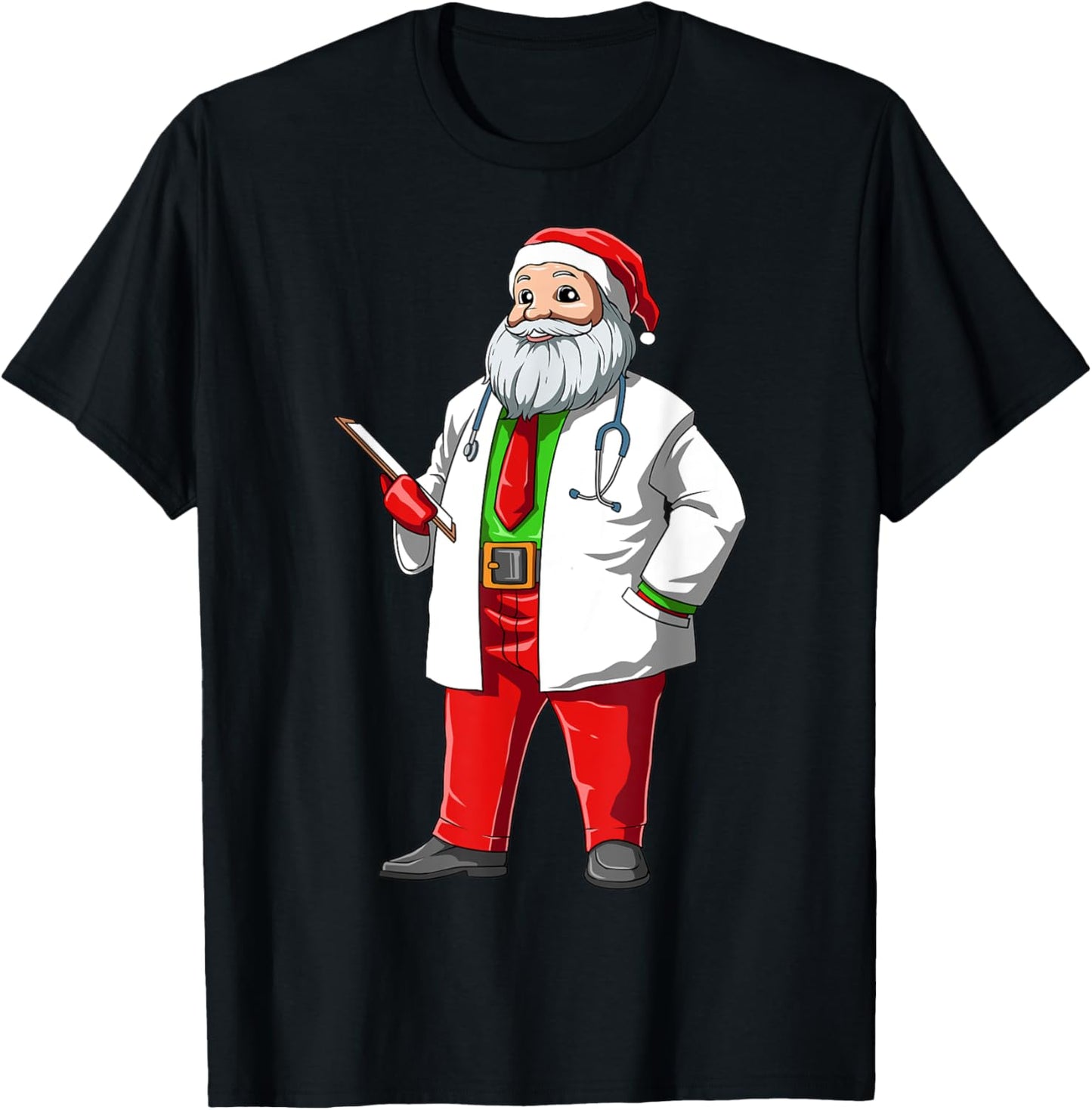 Nurse Christmas Santa Doctor Christmas Medical Santa Nursing T-Shirt - T-Shirt | Black