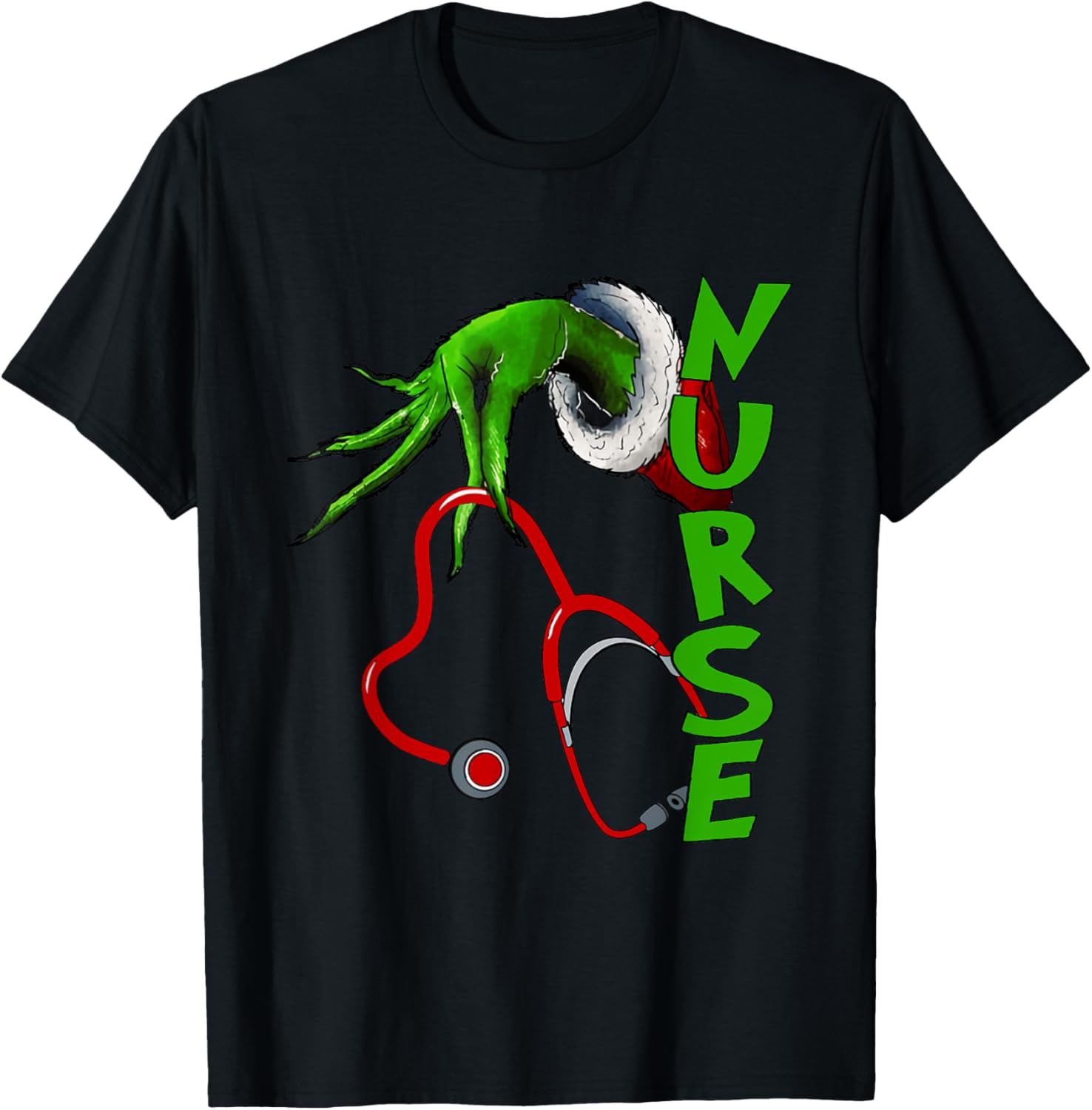 Nurse Christmas Stethoscope Nurses Xmas Pajamas PJs Women T-Shirt - T-Shirt | Black