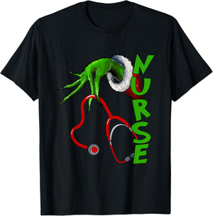 Nurse Christmas Stethoscope Nurses Xmas Pajamas PJs Women T-Shirt - T-Shirt | Black