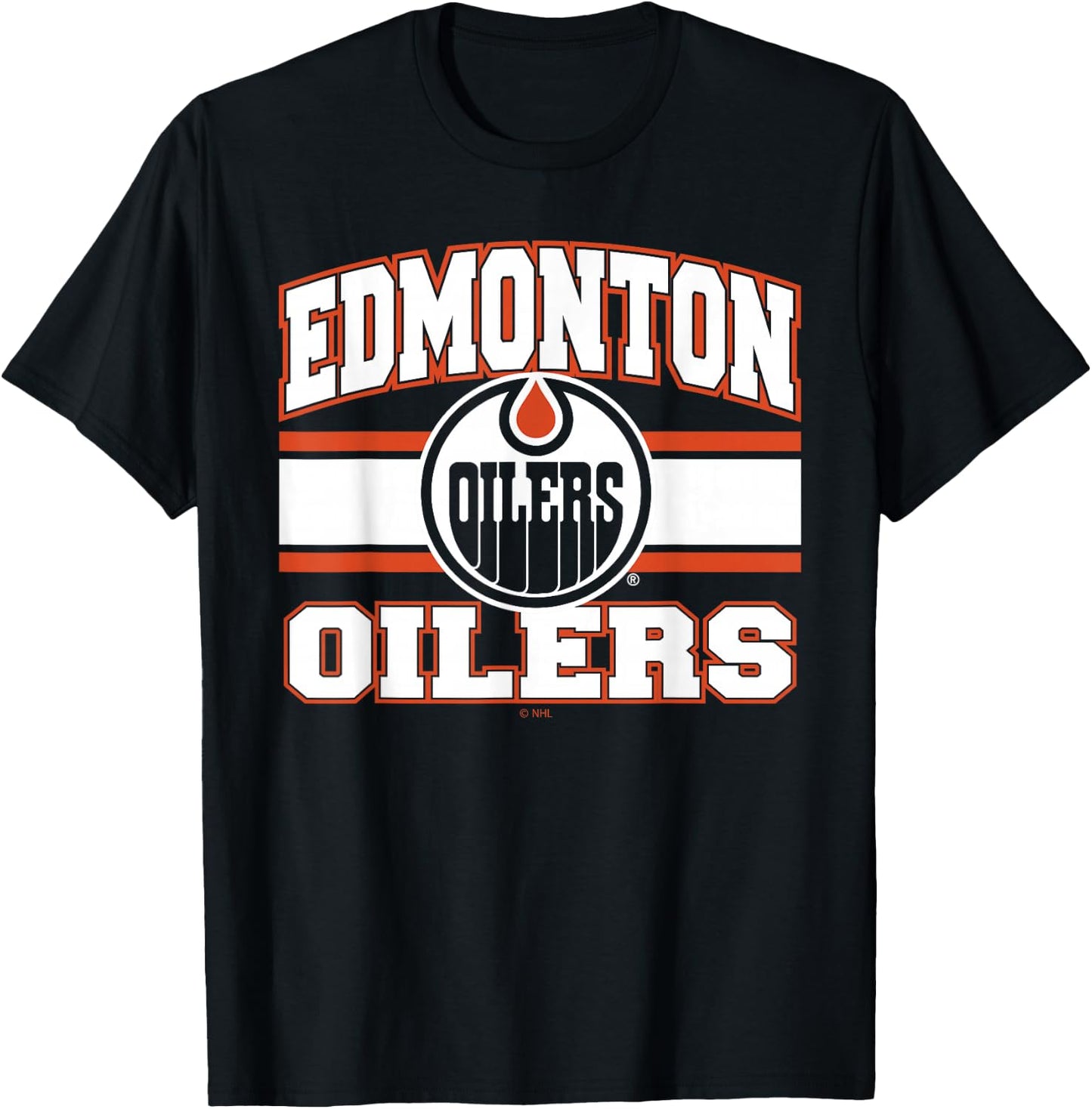 Edmonton Oilers Stripe Blue Officially Licensed T-Shirt - T-Shirt | Black