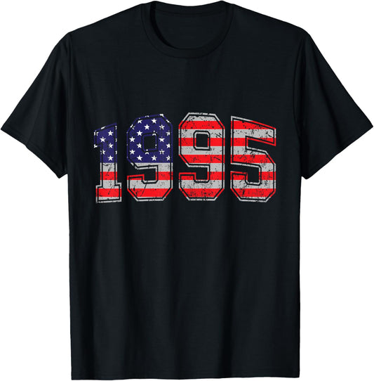 Vintage 1995 29 Years Old American Flag 4th Of July Retro T-Shirt - T-Shirt | Black