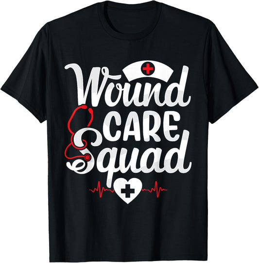 Wound Care Squad Team Funny Wound Care Nurse Nursing RN T-Shirt - T-Shirt | Black