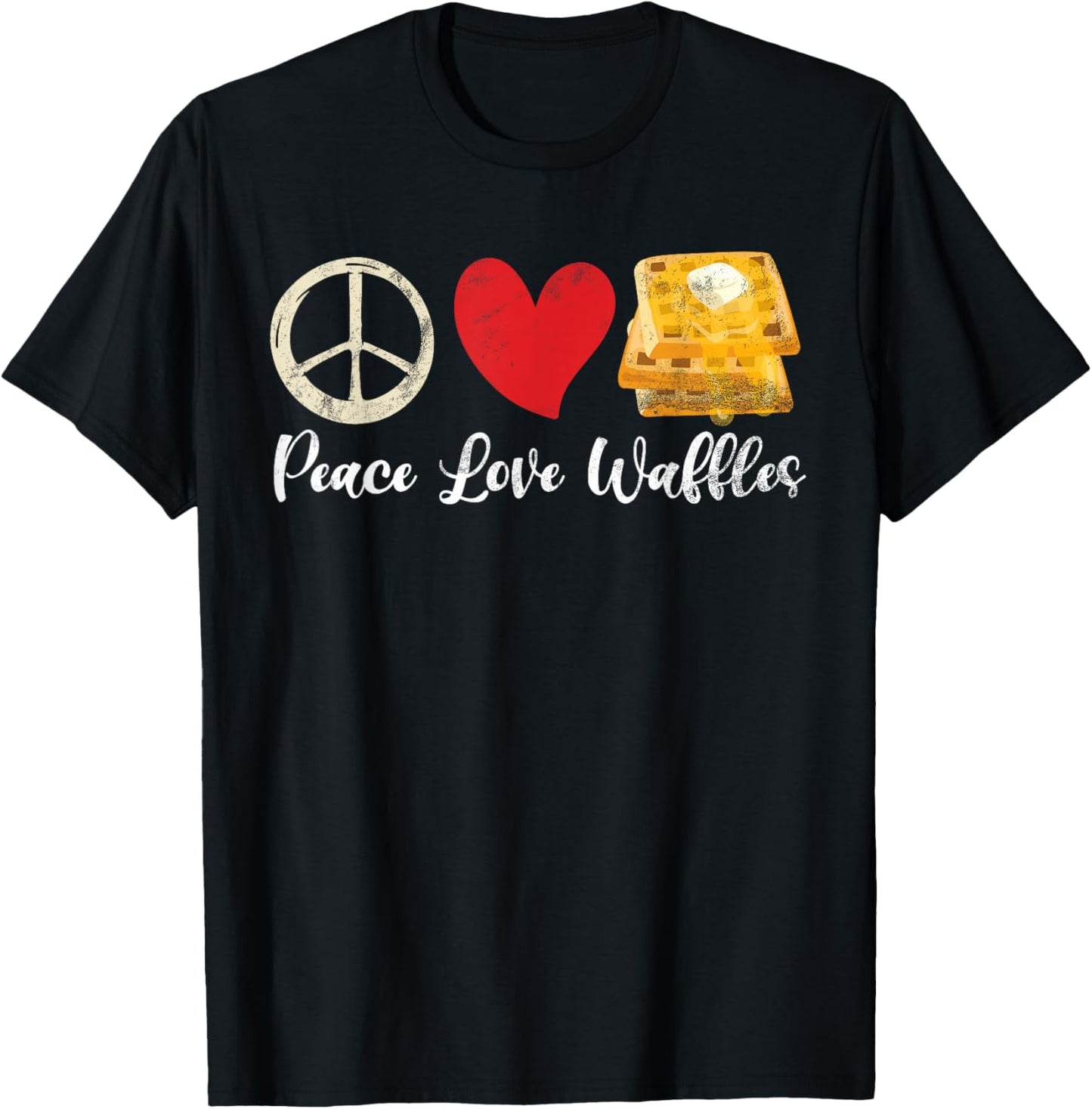 Peace Love Waffles T-Shirt - T-Shirt | Black