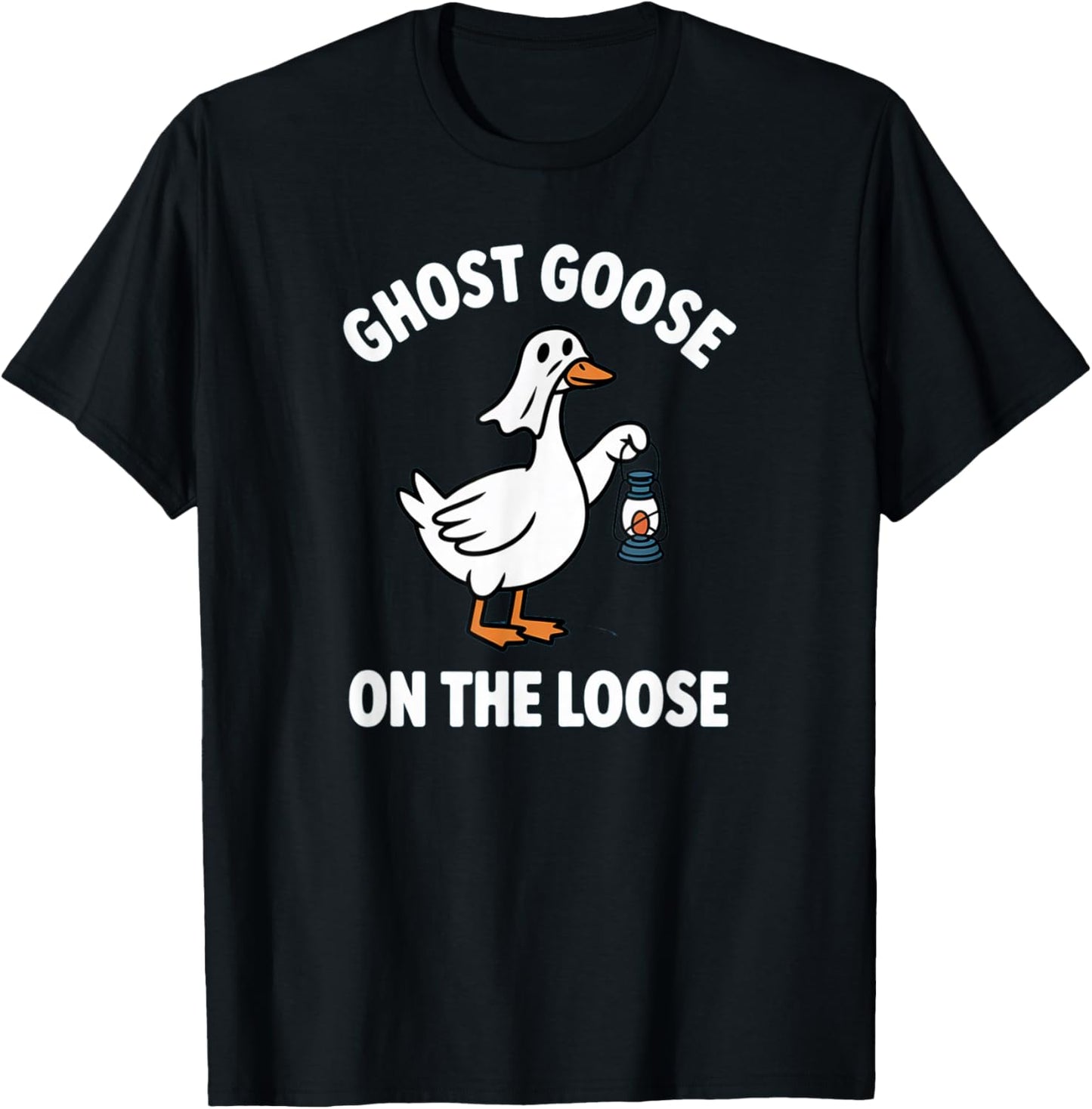 Funny Ghost Goose On The Loose Pun Halloween Lover Costume T-Shirt - T-Shirt | Black