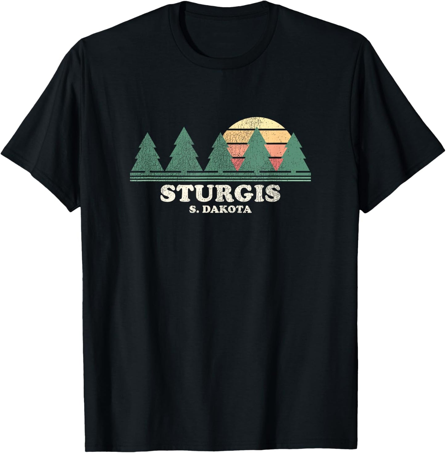 Sturgis SD Vintage Throwback Retro 70s Design T-Shirt - T-Shirt | Black