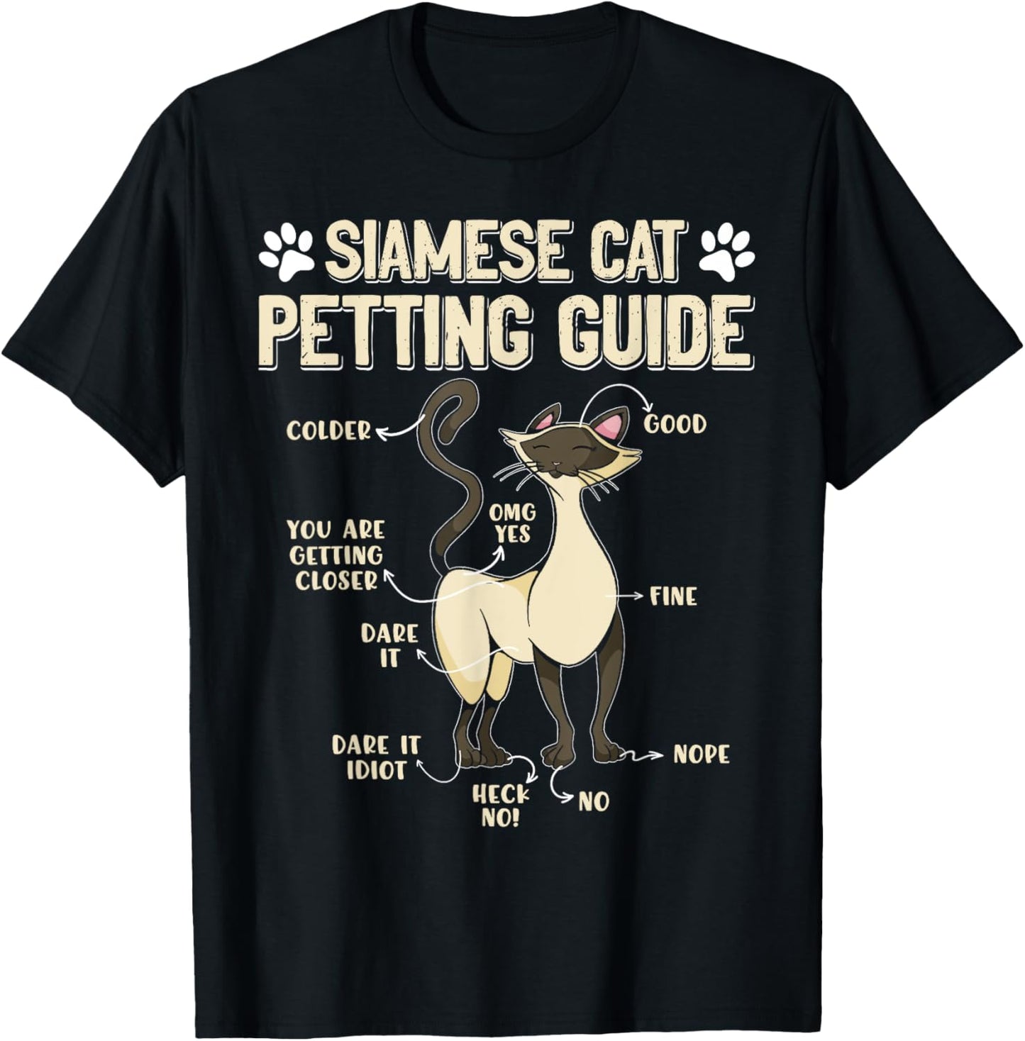 SIAMESE CAT PETTING GUIDE Funny Cat Owners Siamese Cat Women T-Shirt - T-Shirt | Black