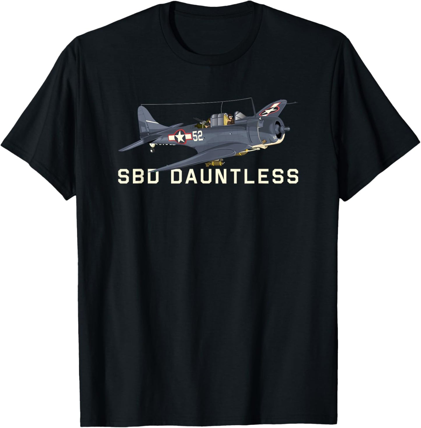 WW2 Aircraft Designs by MJ SBD Dauntless WW2 American Dive Bomber Plane T-Shirt - T-Shirt | Black