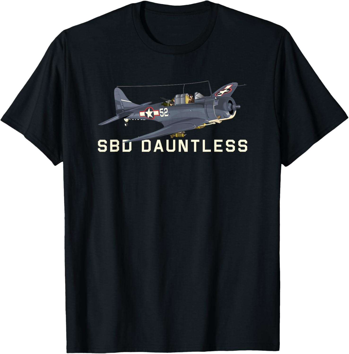 WW2 Aircraft Designs by MJ SBD Dauntless WW2 American Dive Bomber Plane T-Shirt - T-Shirt | Black
