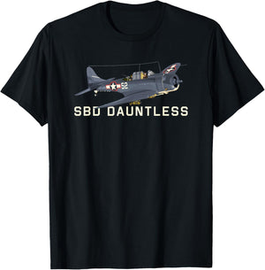 WW2 Aircraft Designs by MJ SBD Dauntless WW2 American Dive Bomber Plane T-Shirt - T-Shirt | Black