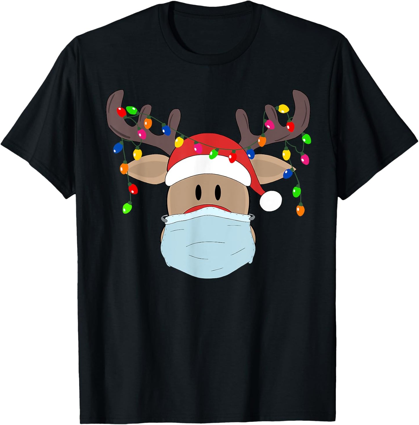 Christmas mask cute Rudolph reindeer mask shirt for holidays T-Shirt - T-Shirt | Black