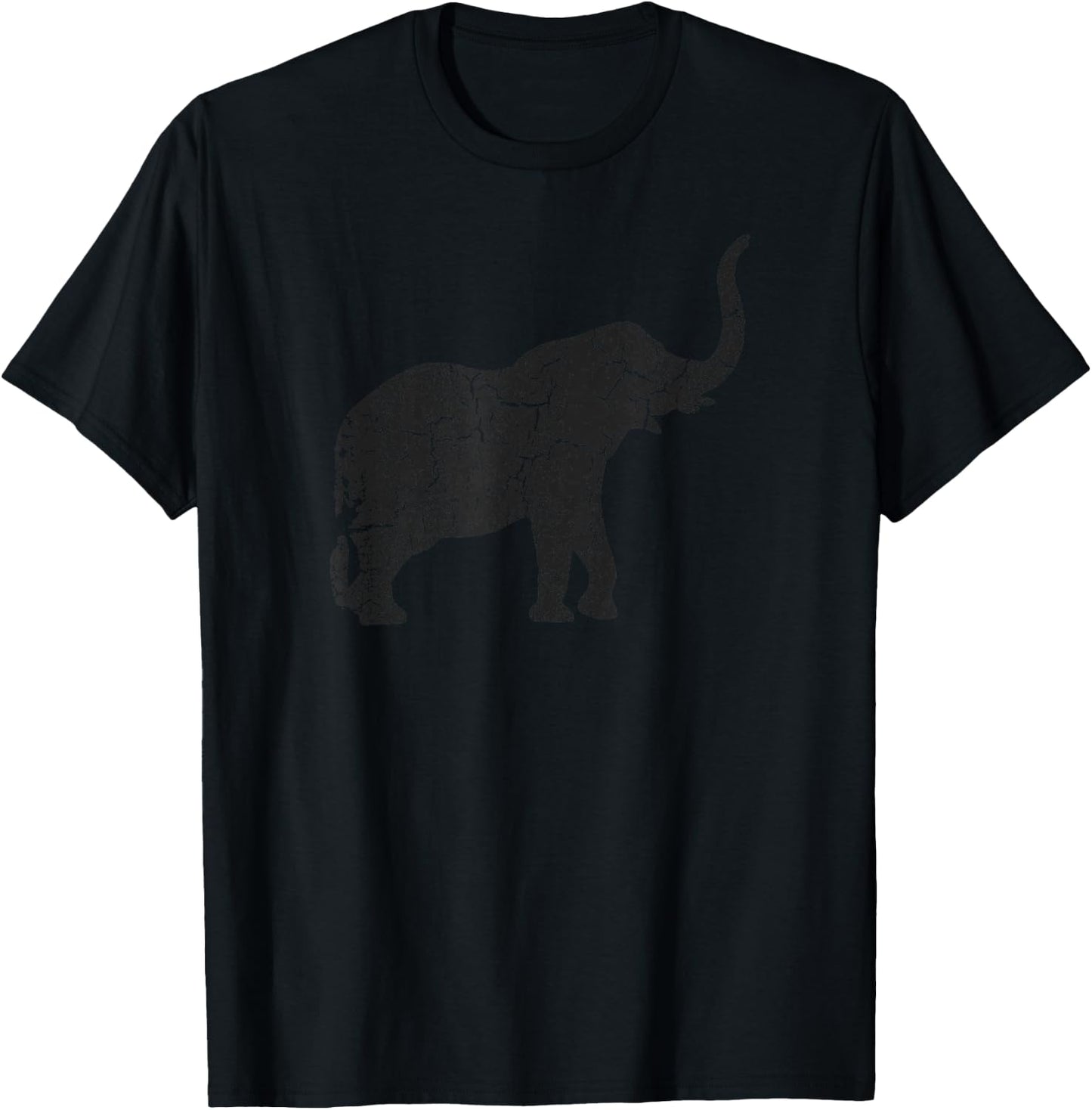Elephant Distressed Print - Vintage Elephant T-Shirt - T-Shirt | Black