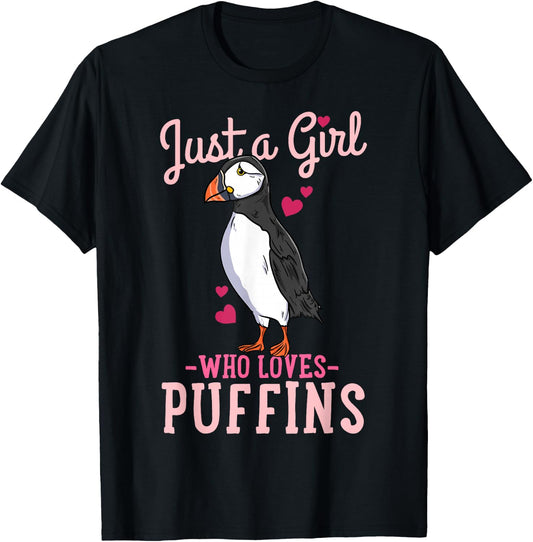 Puffin Iceland Just a Girl Who Loves Puffins T-Shirt - T-Shirt | Black