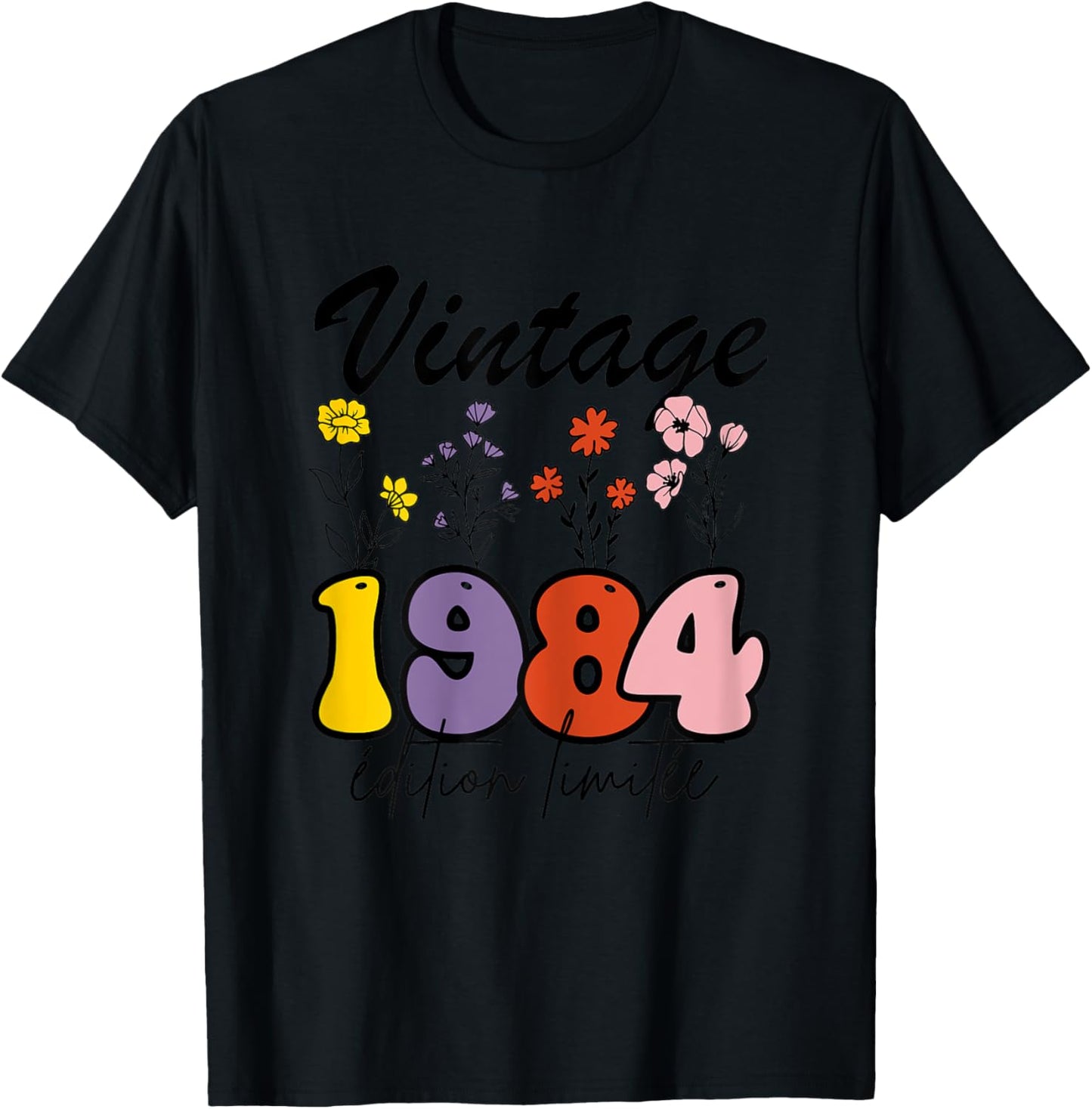 Vintage 1984 Limited Edition Birth Year Gift Woman , white, Female X-Small T-Shirt - T-Shirt | Black