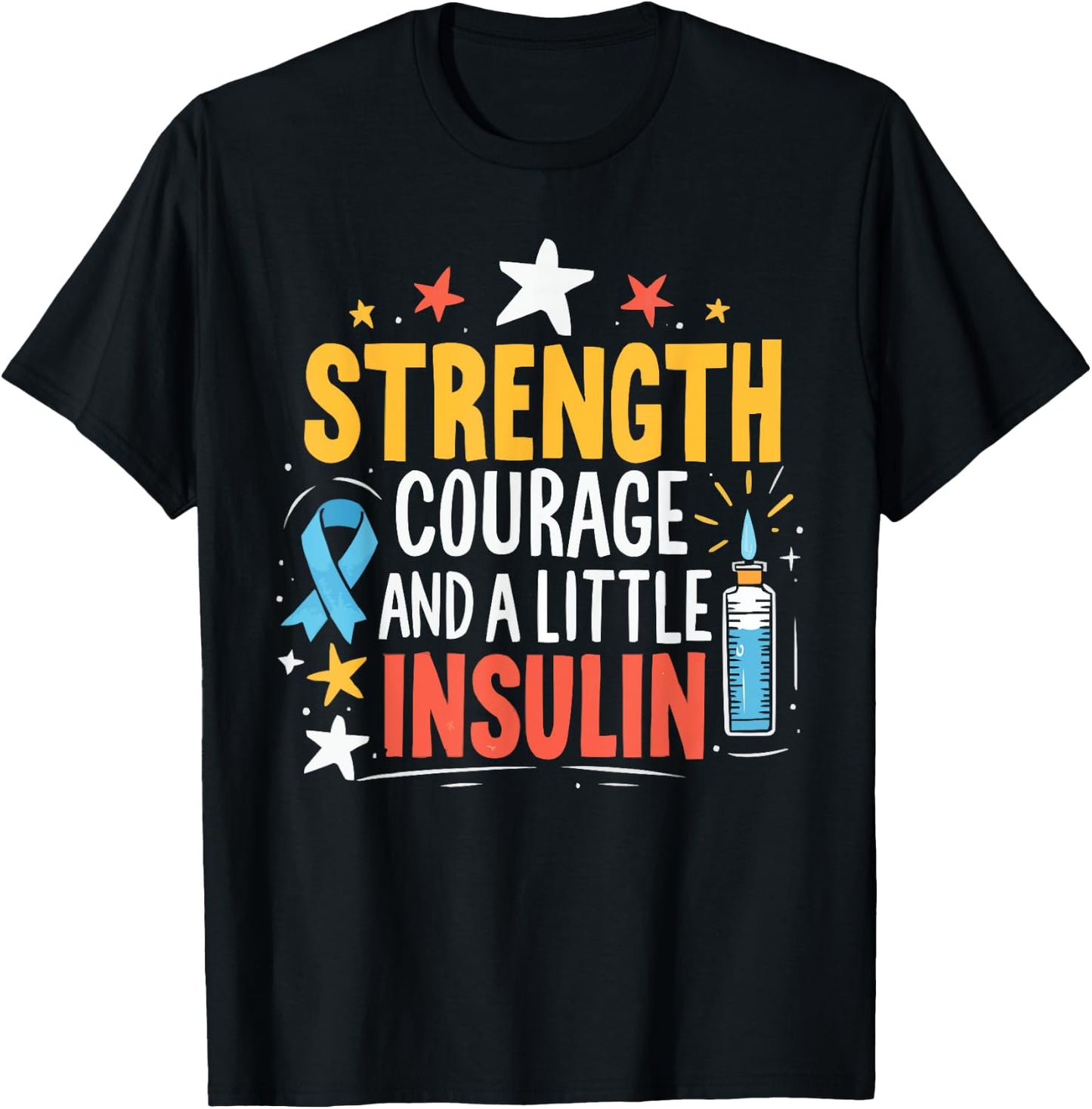 T1D Warrior Insulin Diabetic Type 1 Diabetes Awareness T-Shirt - T-Shirt | Black
