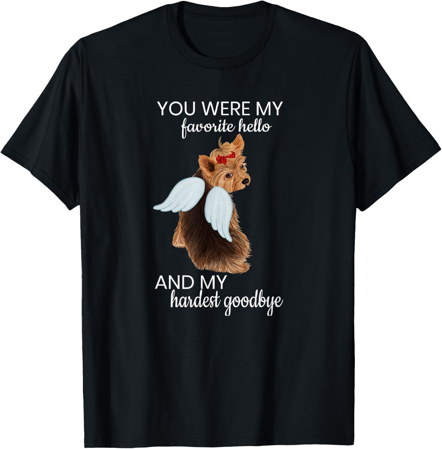 Angel Wing Dog Yorkie Memorial Puppy Rainbow Bridge Pet Women Girls Kids T-Shirt - T-Shirt | Black