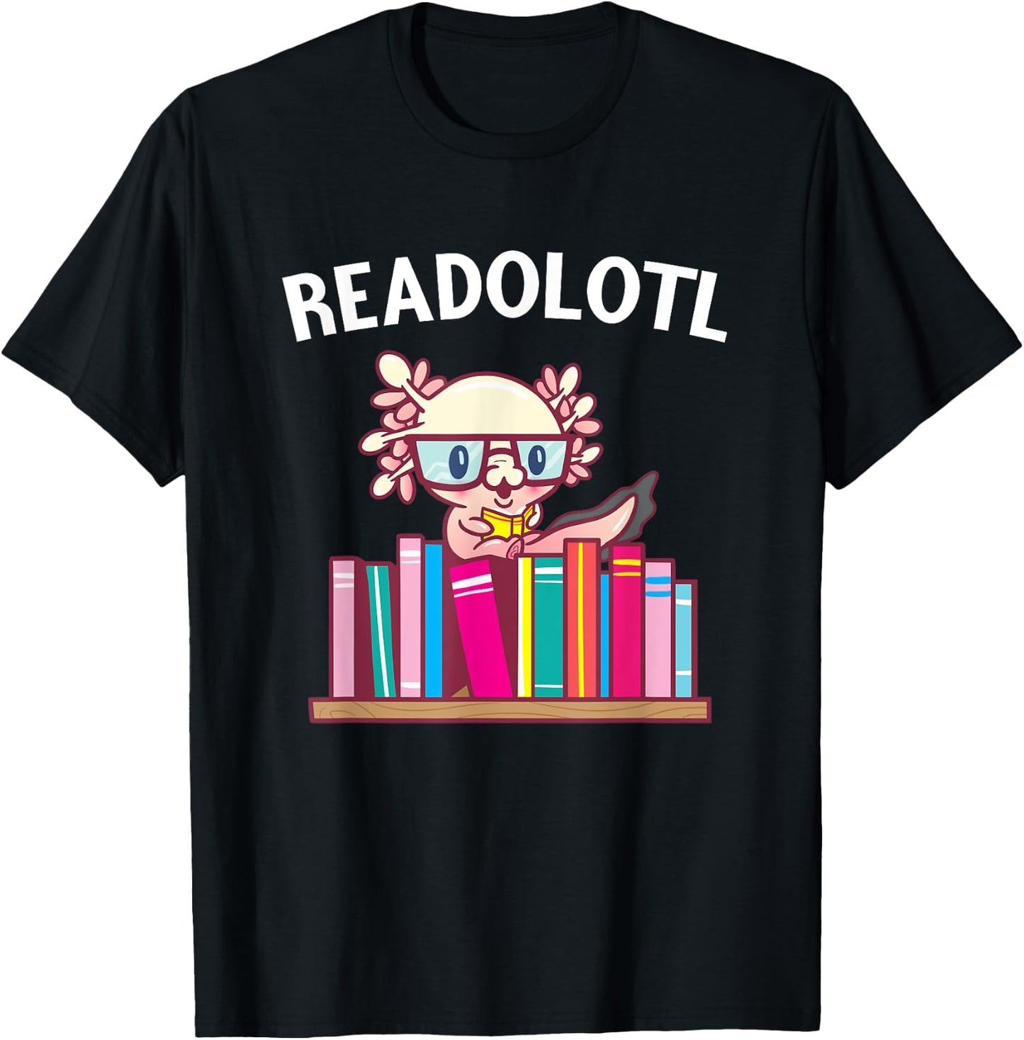 Funny Axolotl Shirt Book Reading Gift Bookworm Boys & Girls T-Shirt - T-Shirt | Black