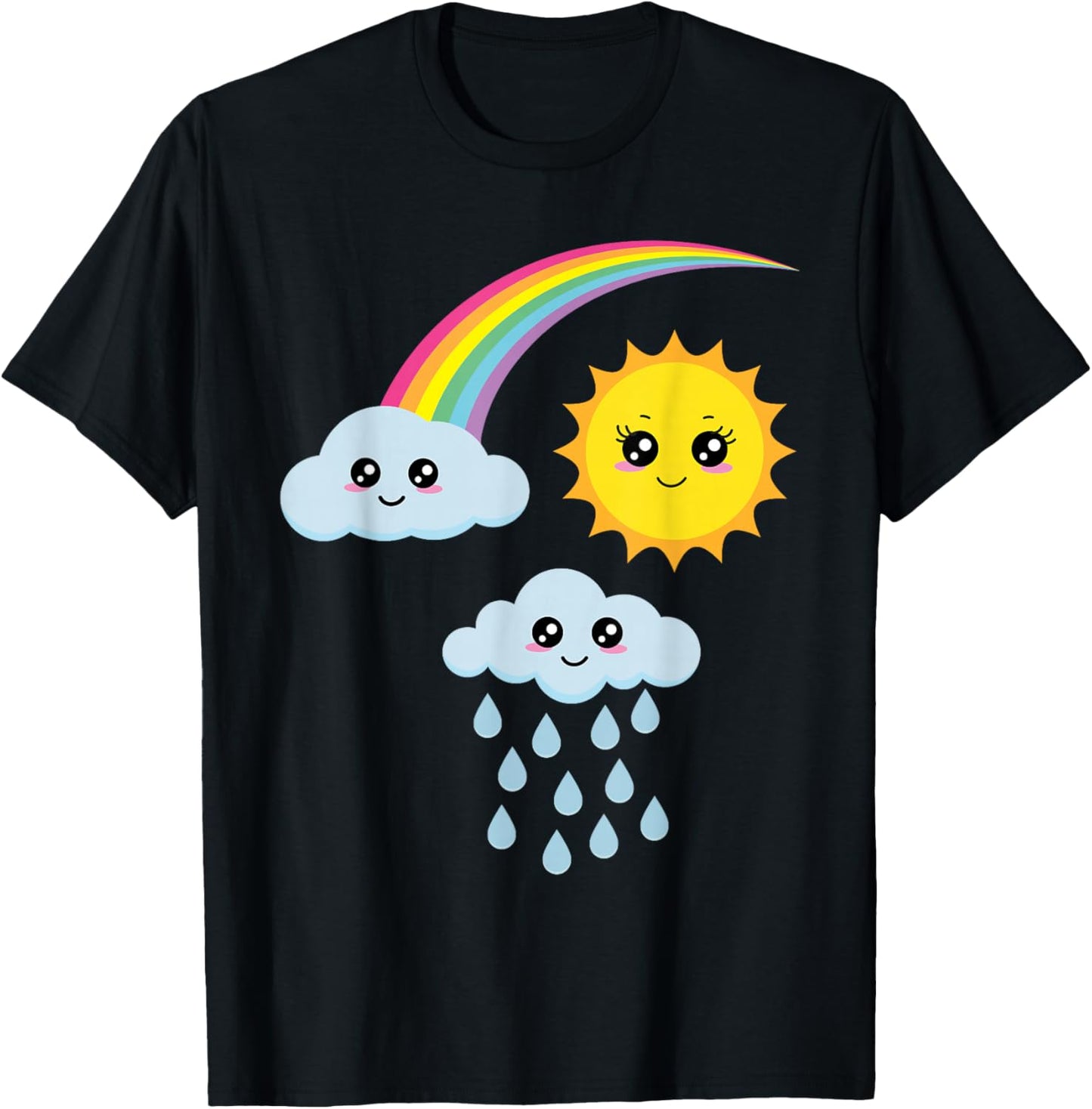 Kawaii Sonne Wolke Regenbogen T-Shirt - T-Shirt | Black