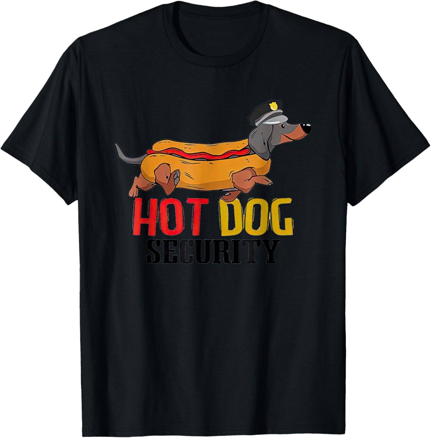 Dachshund Hot Dog Security T-Shirt - T-Shirt | Black