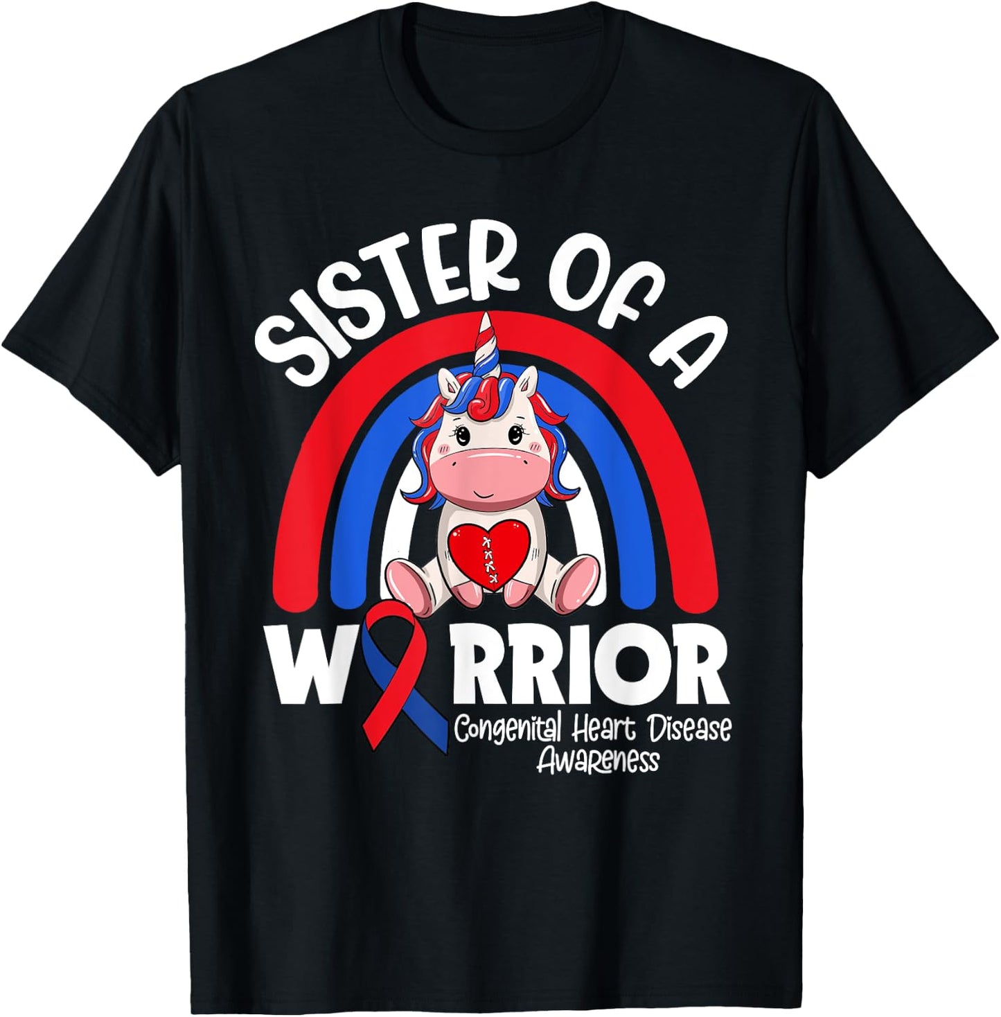 Sister Of A Heart Warrior CHD Awareness Week Clothing Gift T-Shirt - T-Shirt | Black