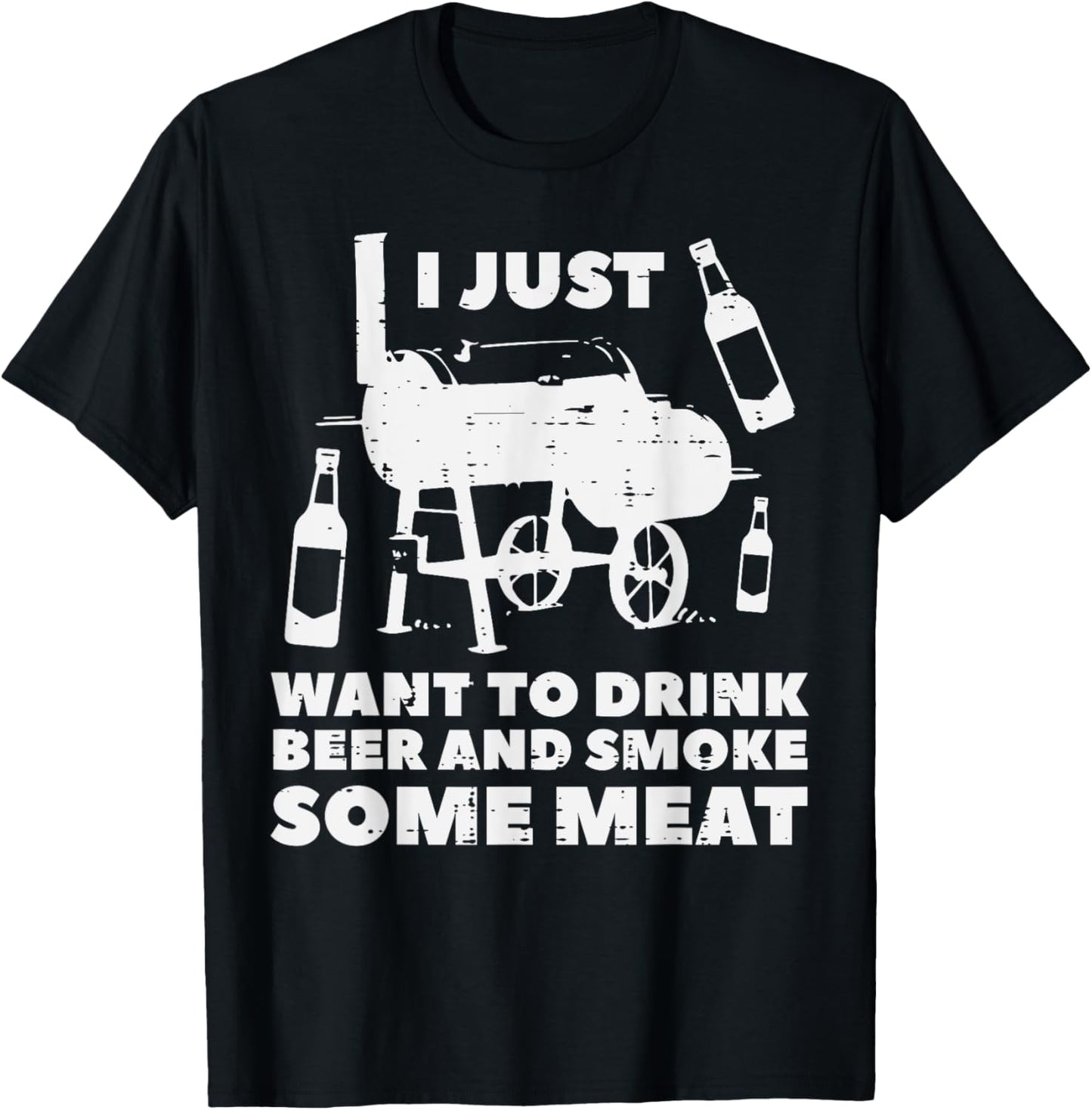 Just Want To Grill Some Meat Fun Bbq Barbecue Grill Dad Men T-Shirt - T-Shirt | Black