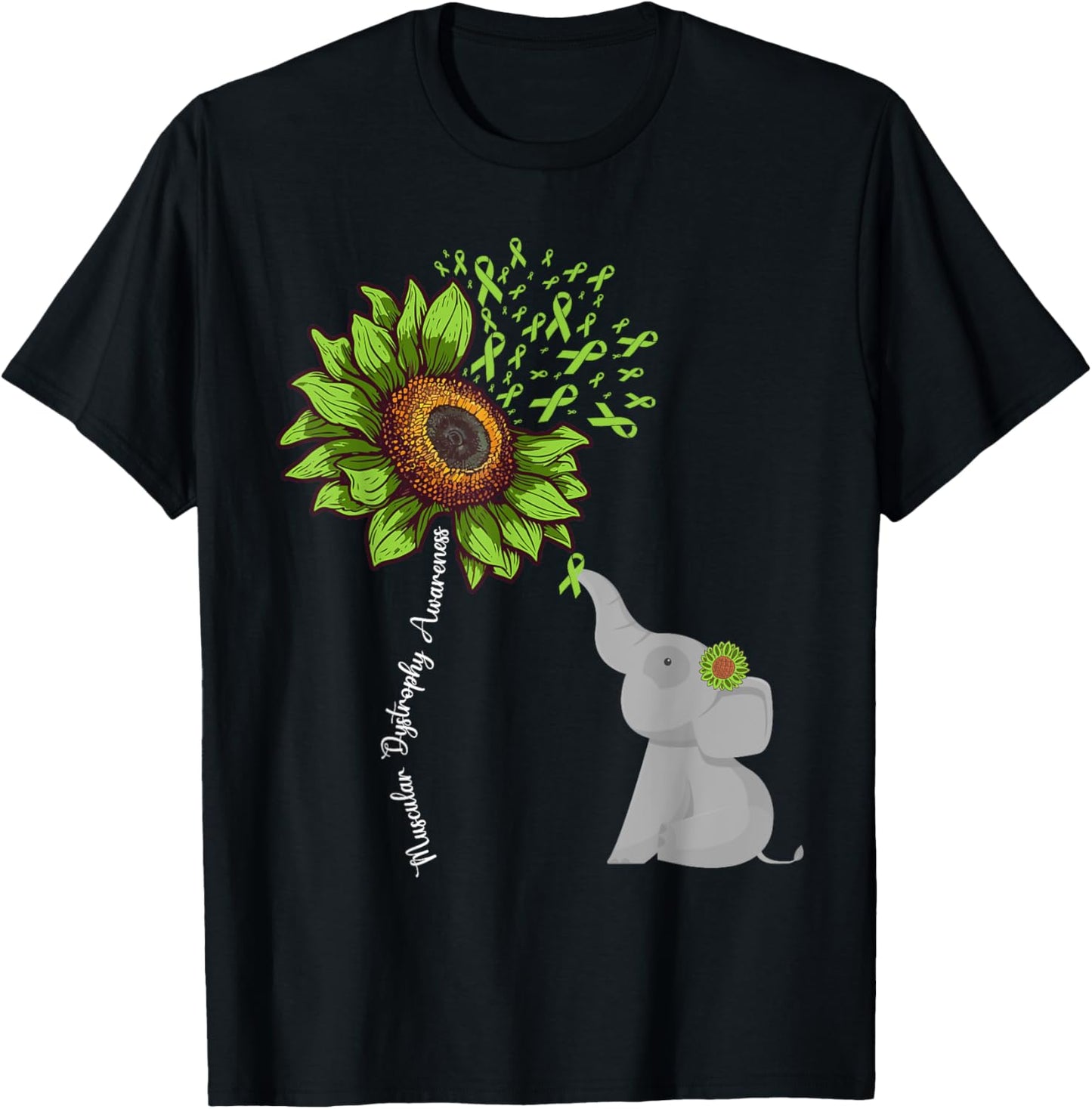 Sunflower Elephant Duchenne Muscular Dystrophy Awareness T-Shirt - T-Shirt | Black