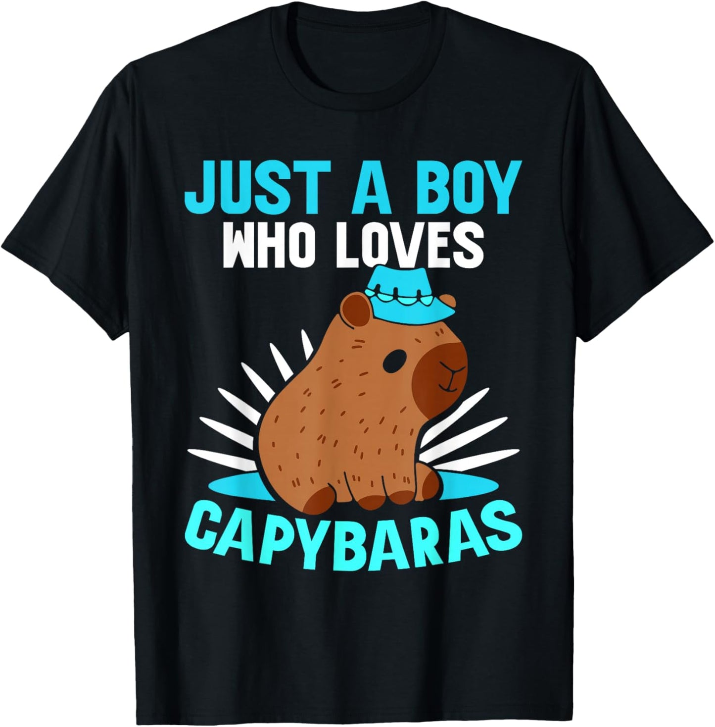 Just A Boy Who Loves Capybaras Lover Capybara Rodent Animal T-Shirt - T-Shirt | Black