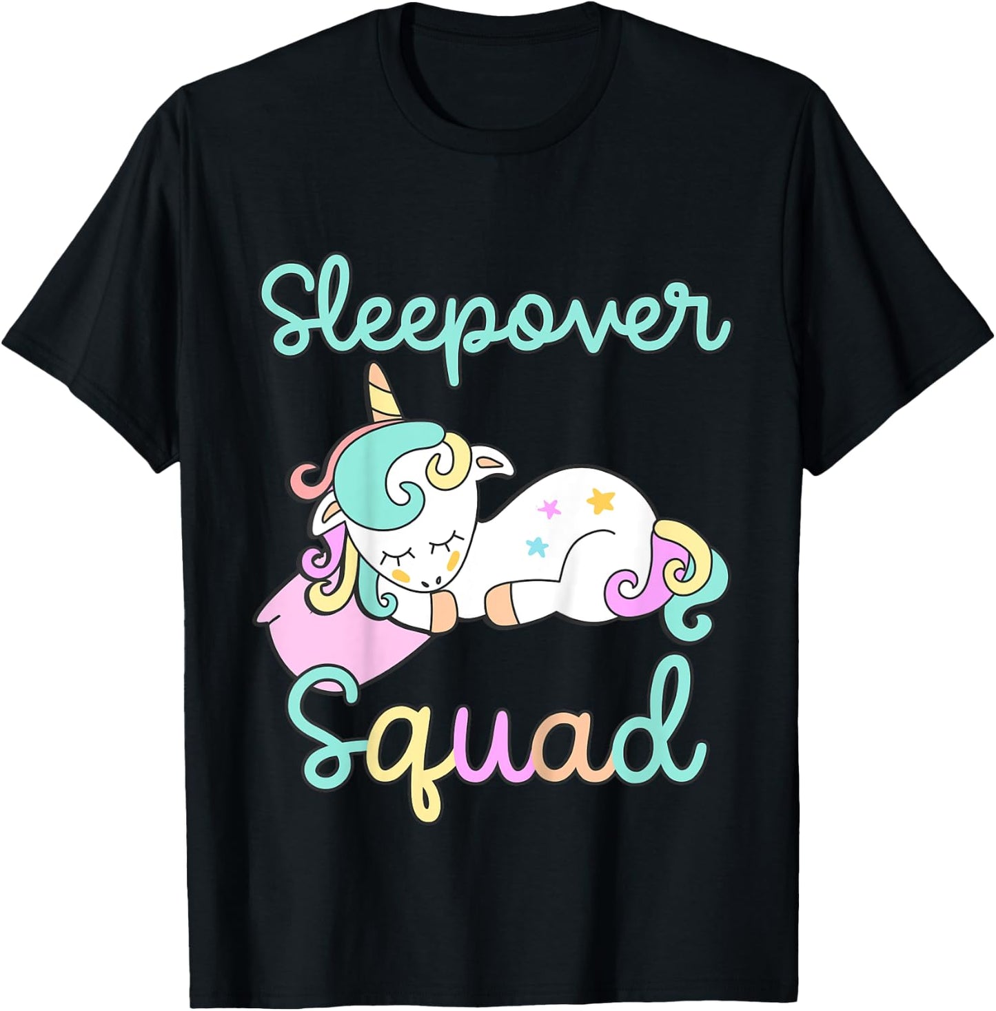 Sleepover Squad Pajamas Girls Unicorn Slumber Party Toddler T-Shirt - T-Shirt | Black
