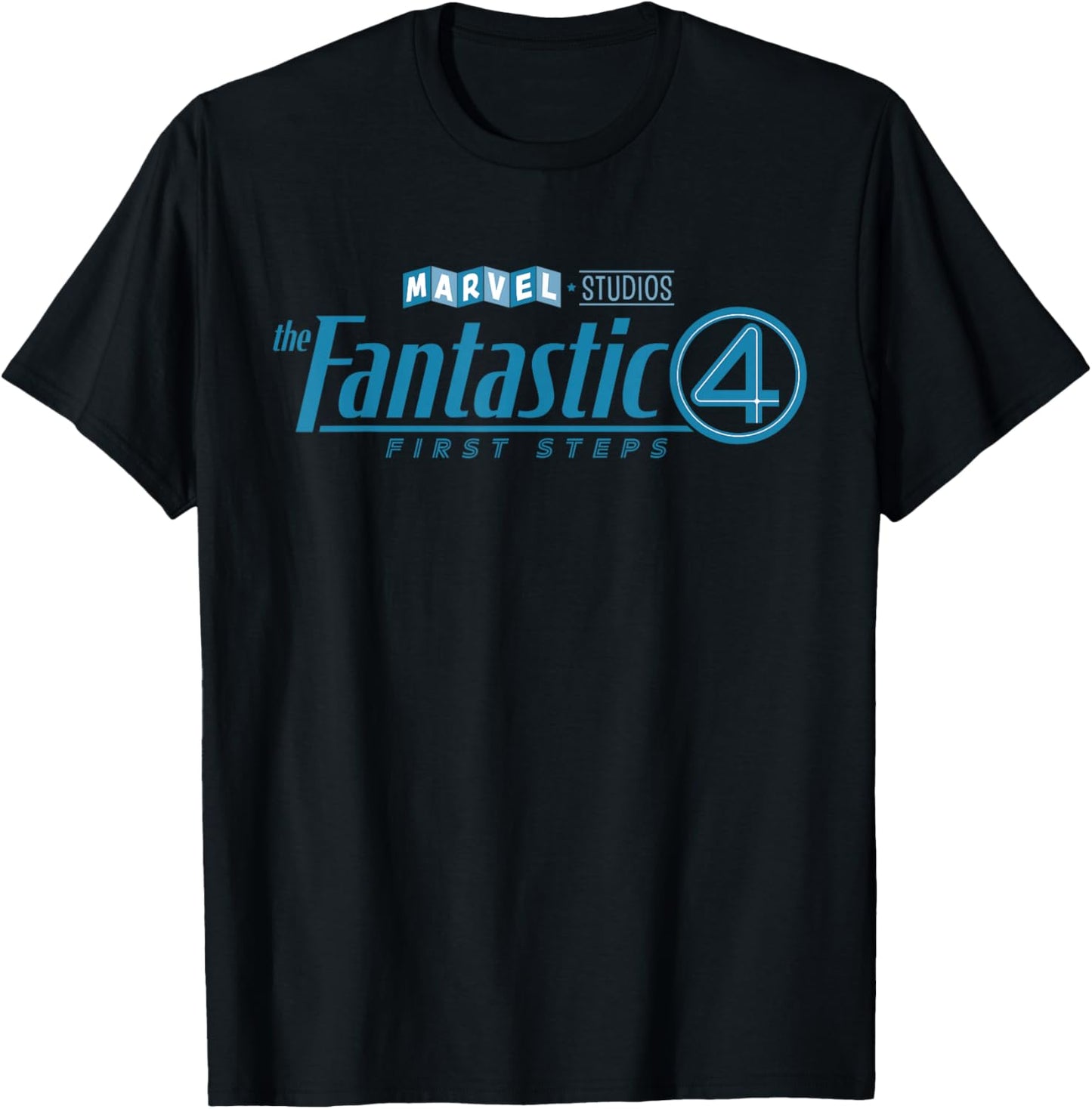 Marvel Studios The Fantastic Four: First Steps Movie Logo - Erwachsene und Kinder - Schwarz - S - Klassisch geschnitten, doppelt genähter Saum T-Shirt - T-Shirt | Black
