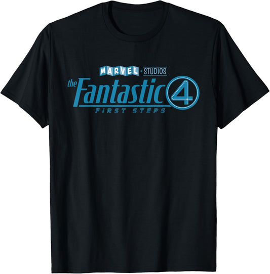 Marvel Studios The Fantastic Four: First Steps Movie Logo - Erwachsene und Kinder - Schwarz - S - Klassisch geschnitten, doppelt genähter Saum T-Shirt - T-Shirt | Black