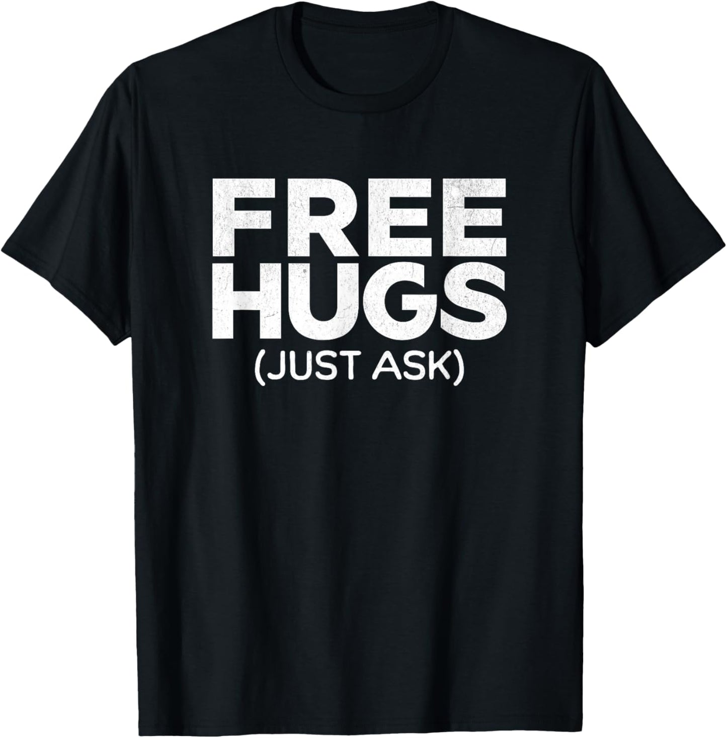 Funny Free Hugs -Adults Black Cotton Short Sleeve Small T-Shirt - T-Shirt | Black